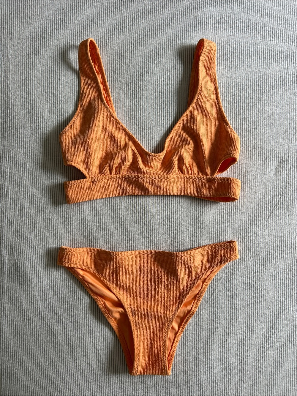 Roxy Orange Ribbed Bikini Set